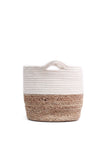 Mila White and Brown Cotton Jute Basket