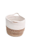 Mila White and Brown Cotton Jute Basket