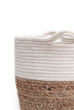Mila White and Brown Cotton Jute Basket