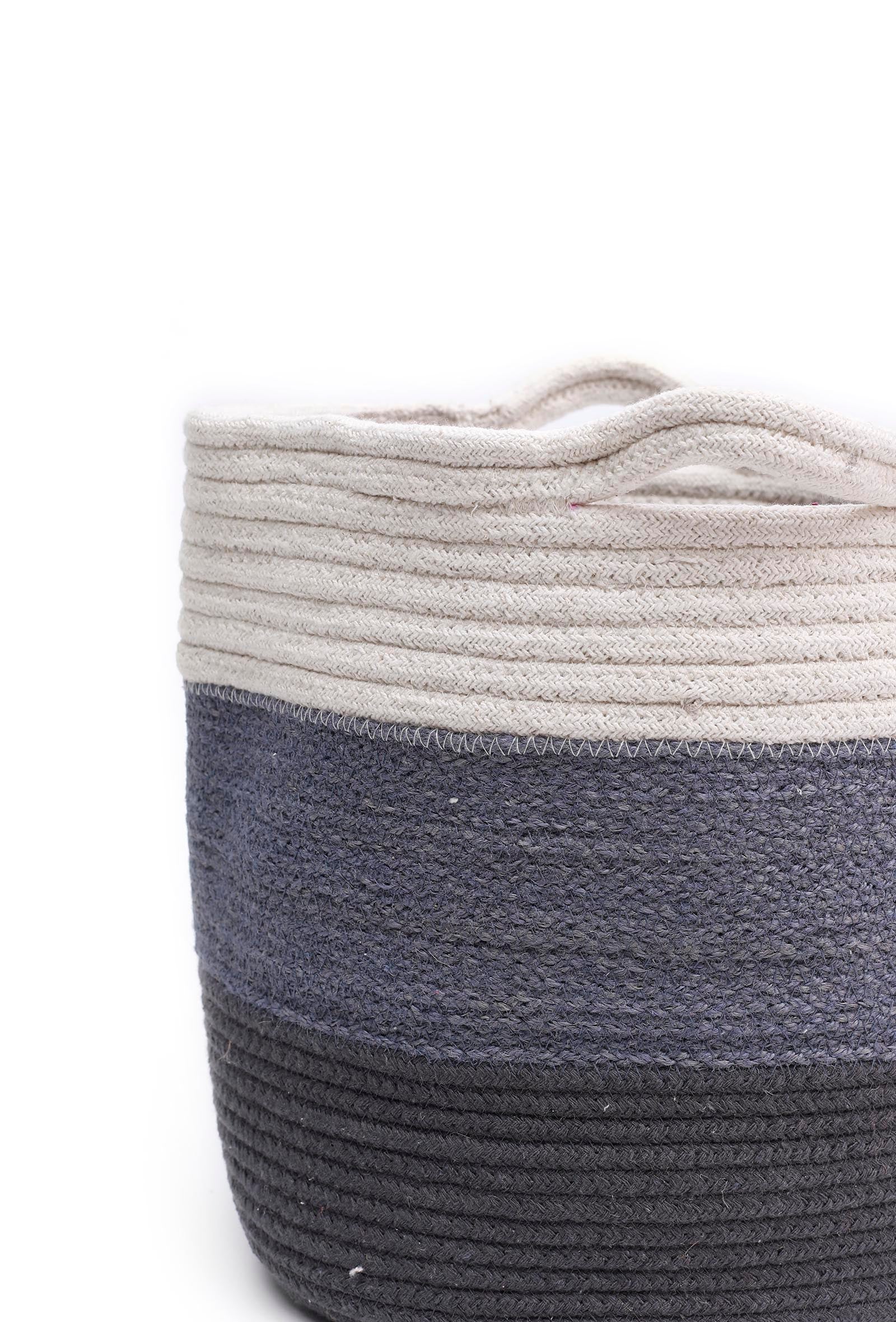 Three Tone Grey Cotton Jute Basket
