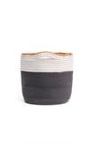 Grey and White Cotton Jute Basket