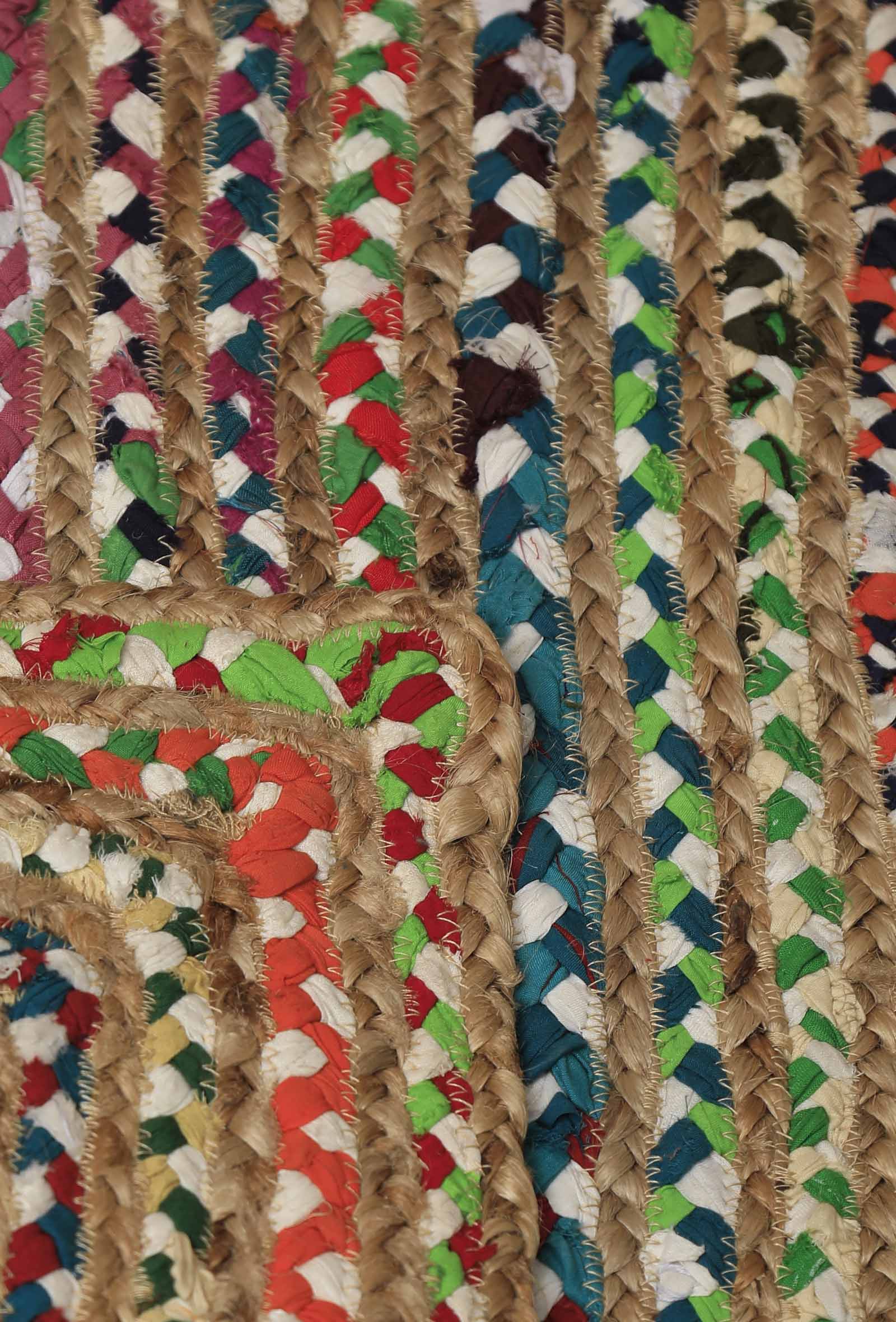 Cadecene Zig Zag Contrast Handcraft Jute Rug