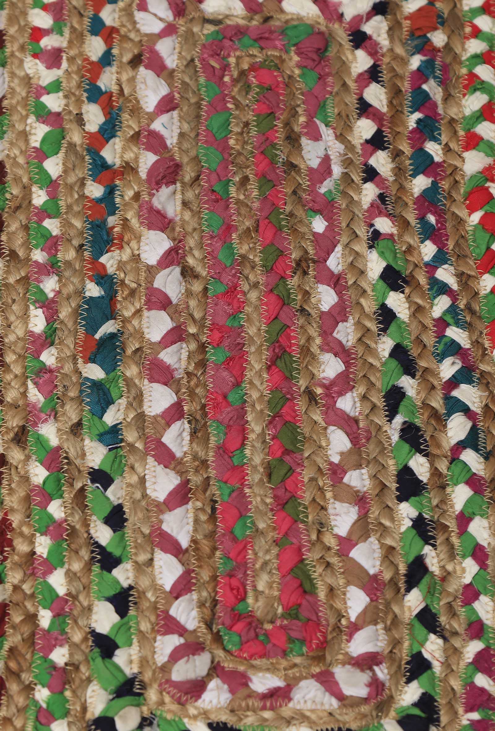 Cadecene Zig Zag Contrast Handcraft Jute Rug