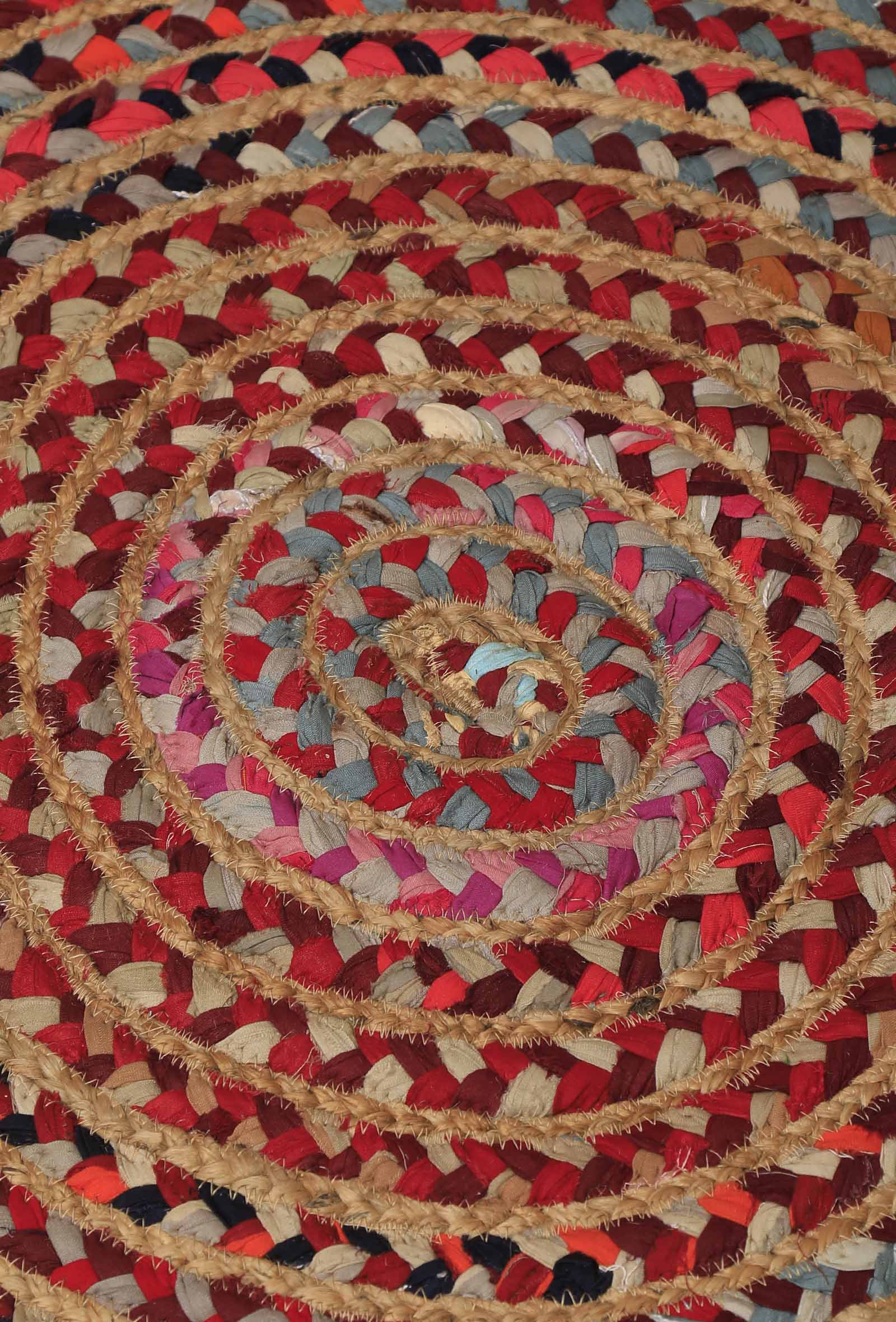 Rach Circular Contrast Handcraft Jute Rug