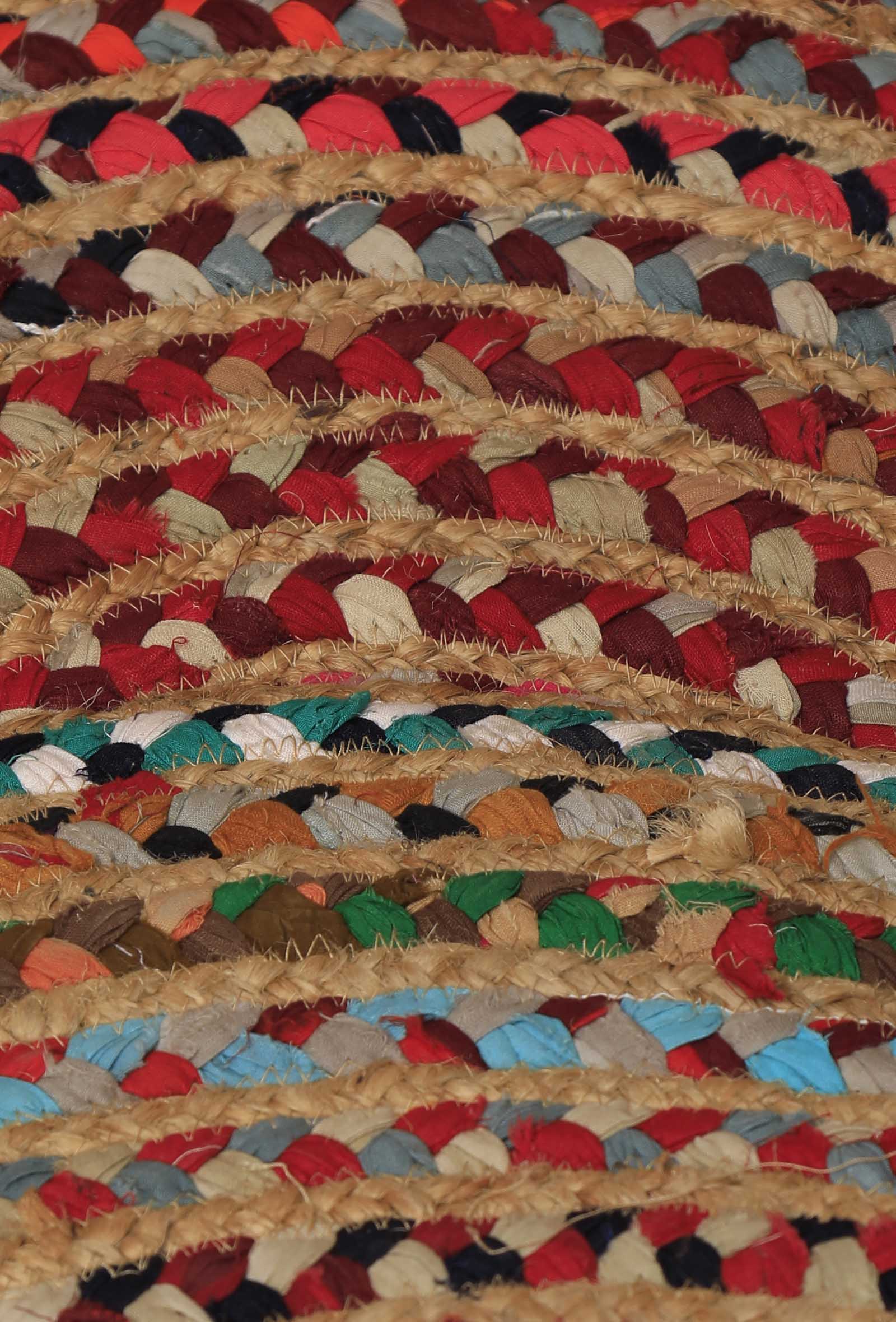 Rach Circular Contrast Handcraft Jute Rug