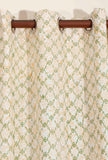 Set Of 2- Cream White Handblock Cotton Curtains