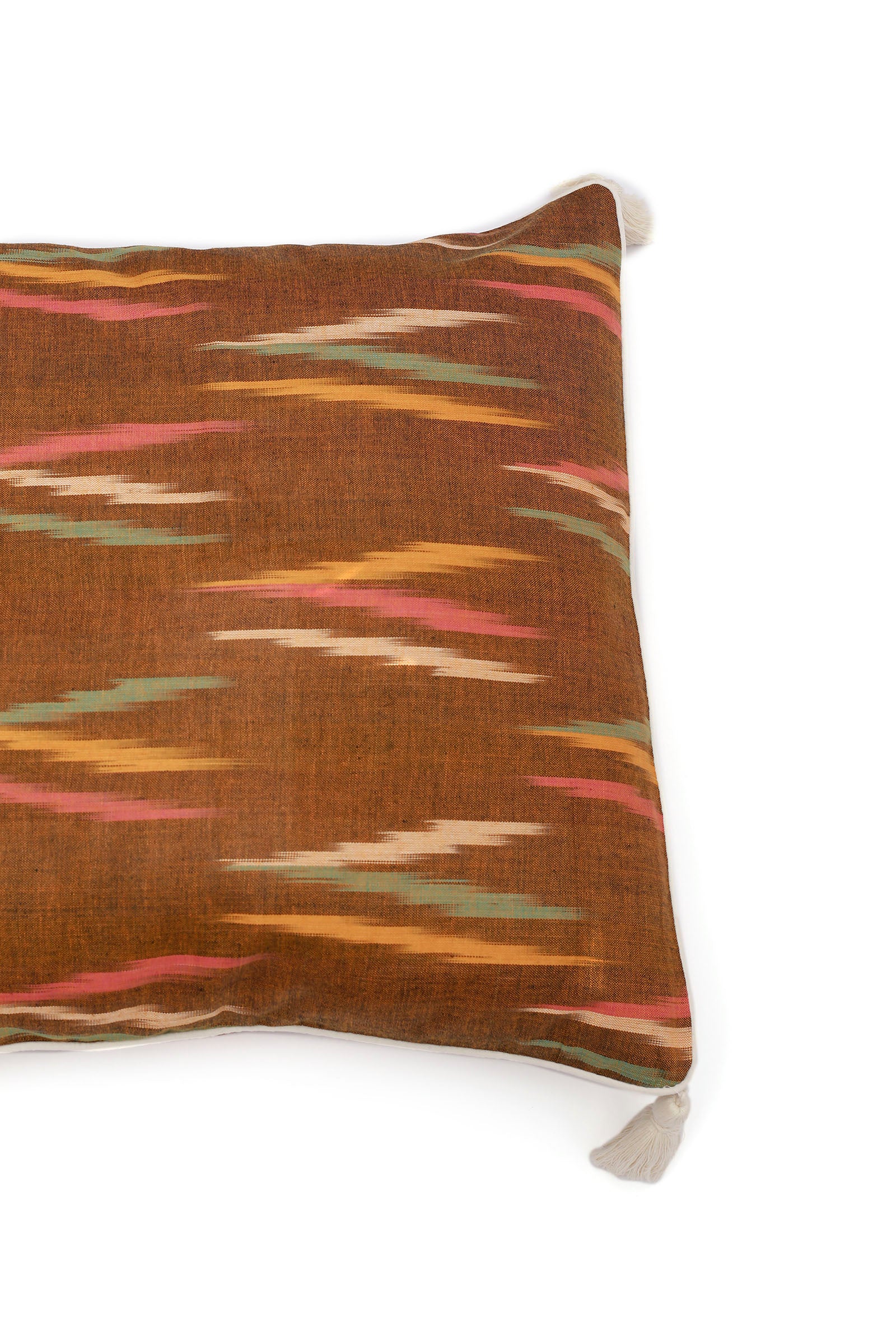 Set of 2: Chocolate Brown Ikat Cotton Cushion Covers
