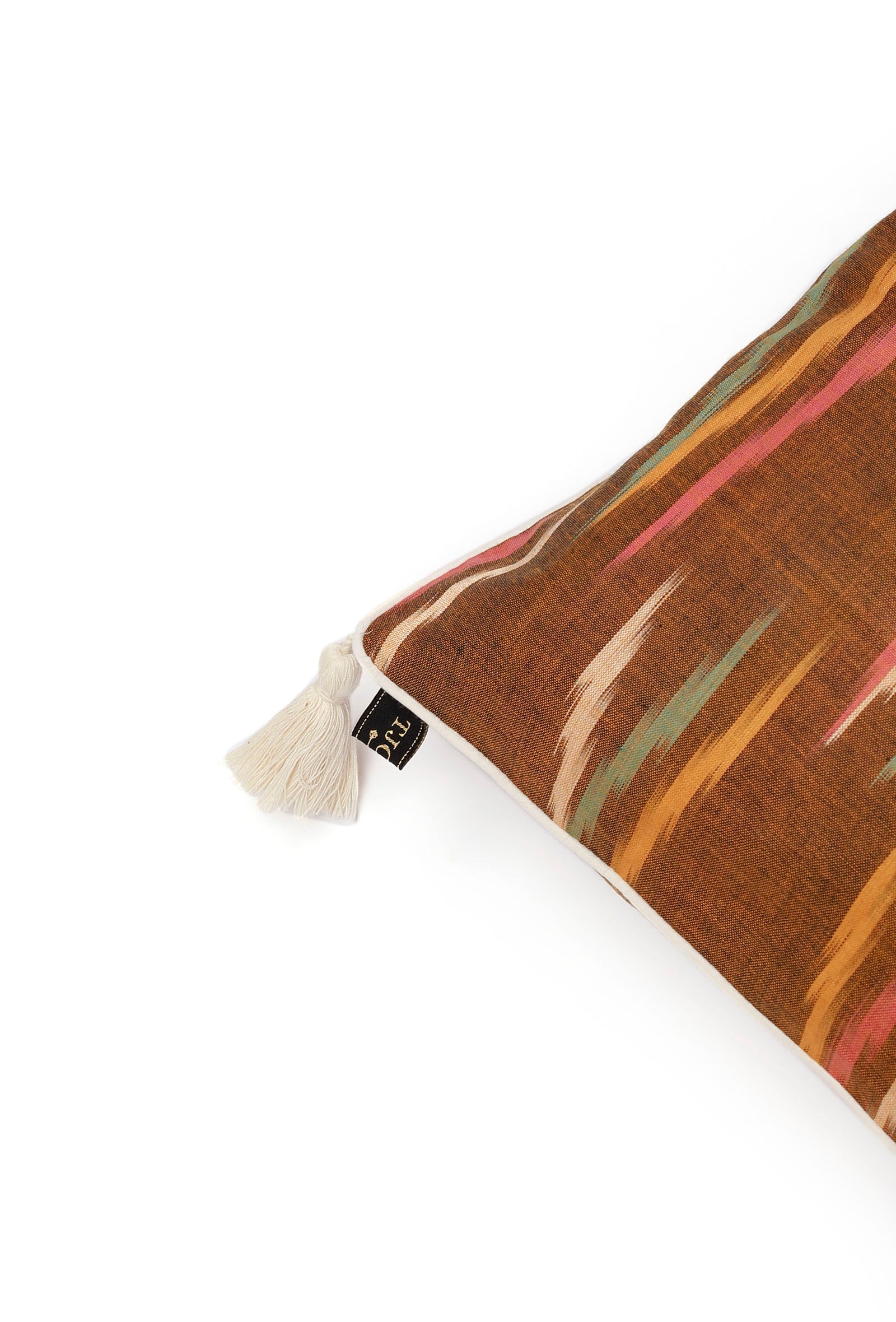 Set of 2: Chocolate Brown Ikat Cotton Cushion Covers