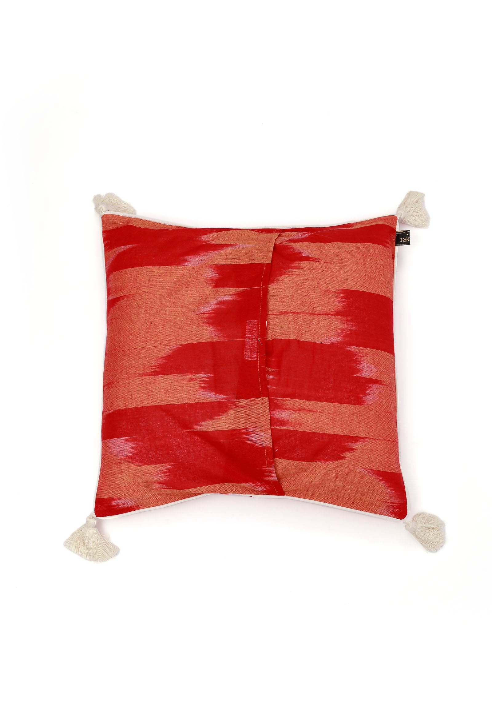 Set of 2: Cherry Red Ikat Cotton Cushion Covers
