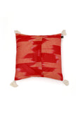 Set of 2: Cherry Red Ikat Cotton Cushion Covers