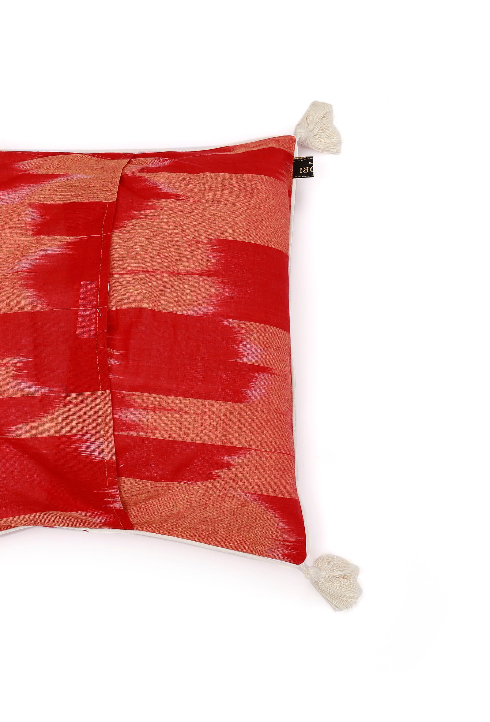Set of 2: Cherry Red Ikat Cotton Cushion Covers