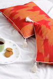 Set of 2: Cherry Red Ikat Cotton Cushion Covers