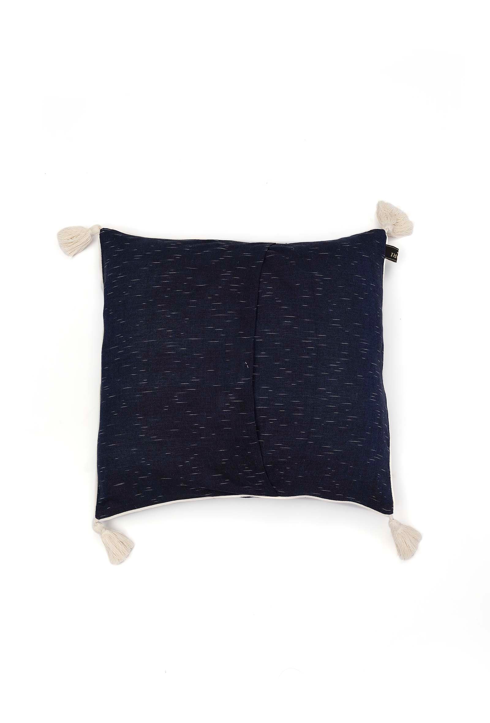 Set of 2: Amber Blue Ikat Cotton Cushion Covers