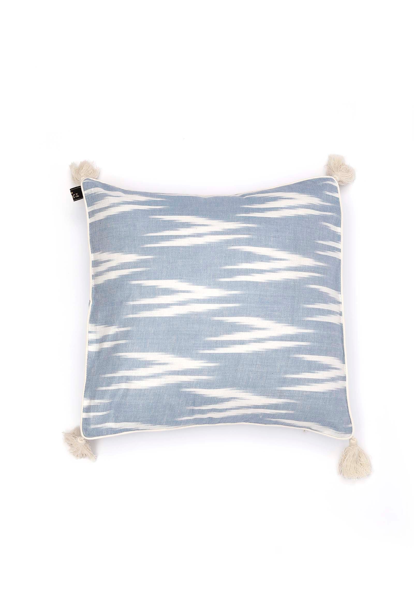 Set of 2: Bubble Blue Ikat Cotton Cushion Covers