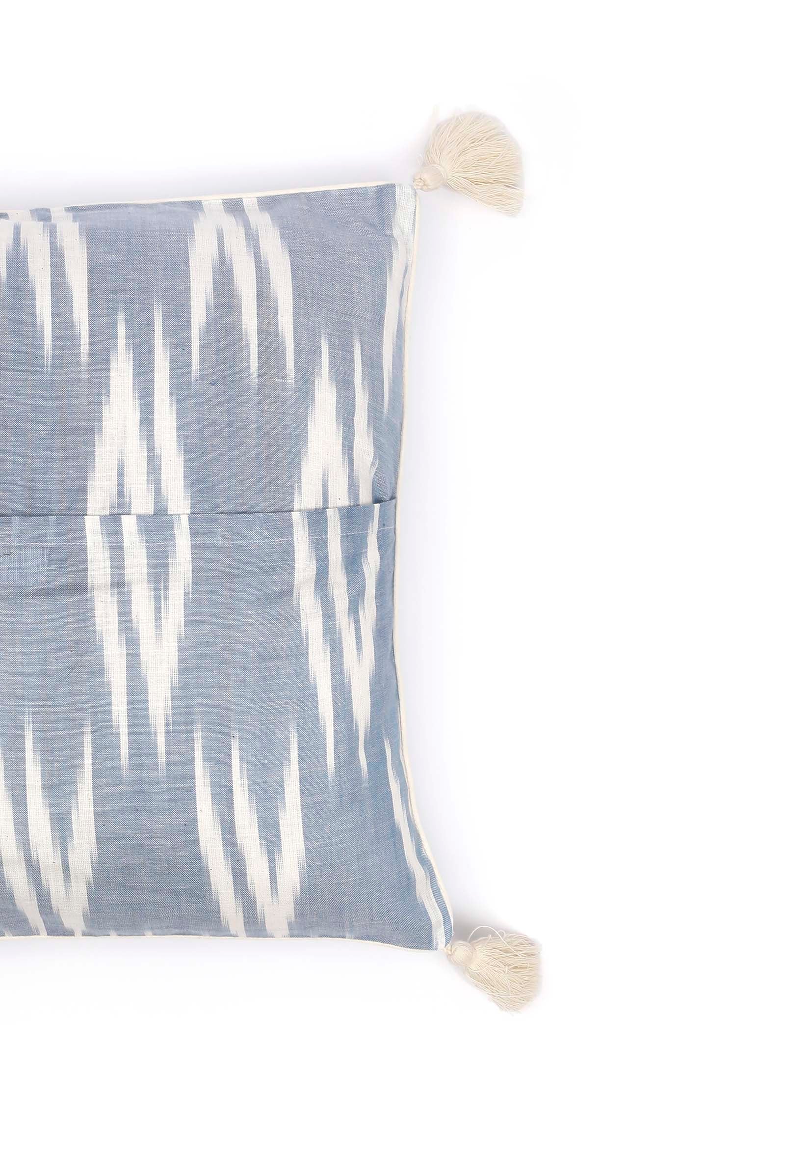 Set of 2: Bubble Blue Ikat Cotton Cushion Covers