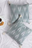 Set of 2: Slate Blue Ikat Cotton Cushion Covers