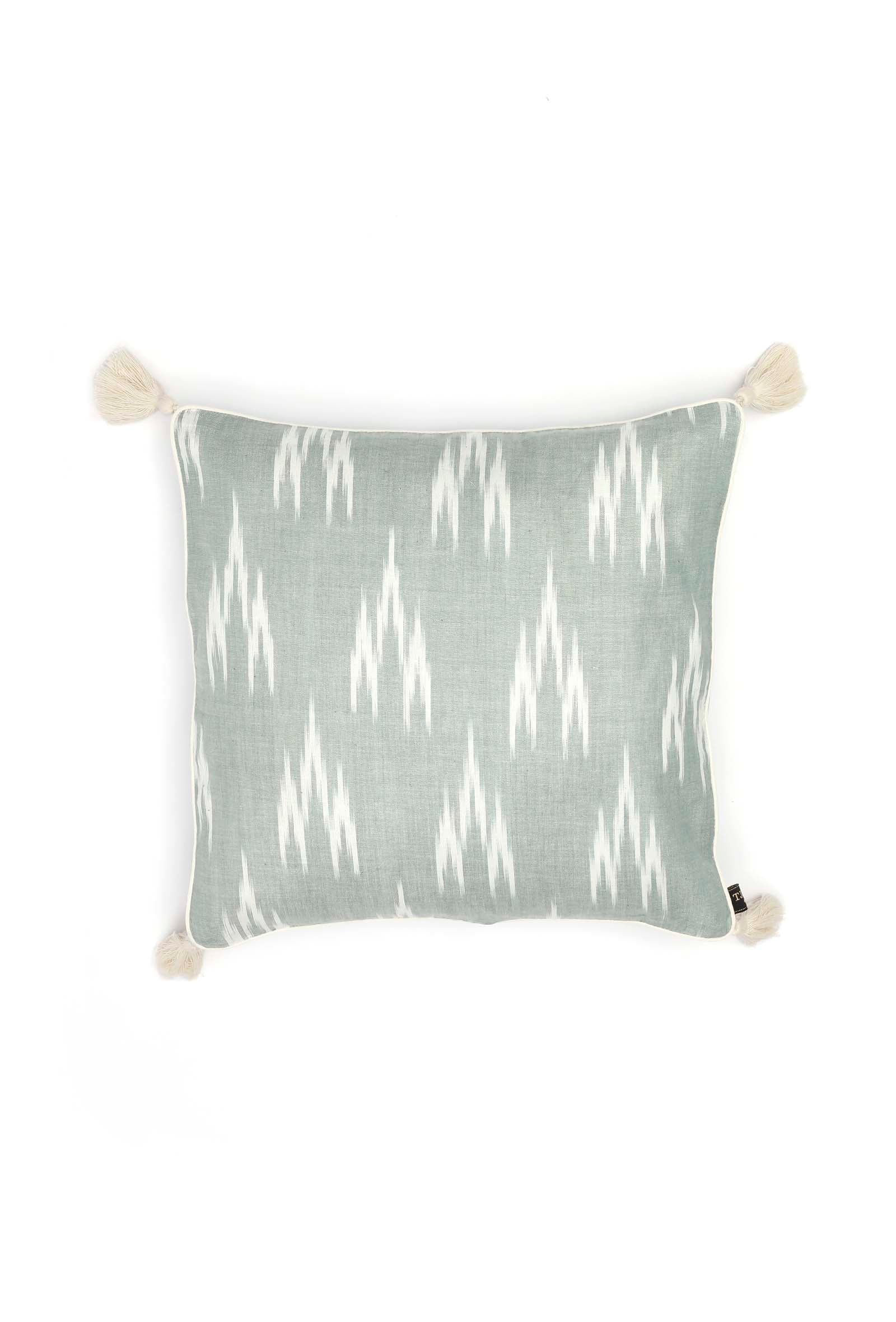 Set of 2: Slate Blue Ikat Cotton Cushion Covers