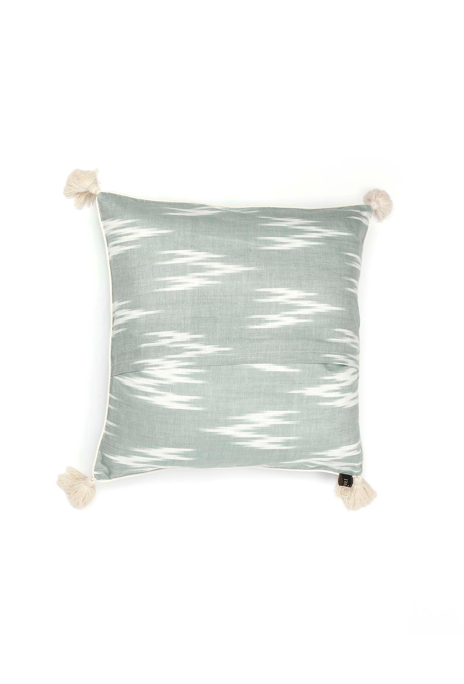 Set of 2: Slate Blue Ikat Cotton Cushion Covers