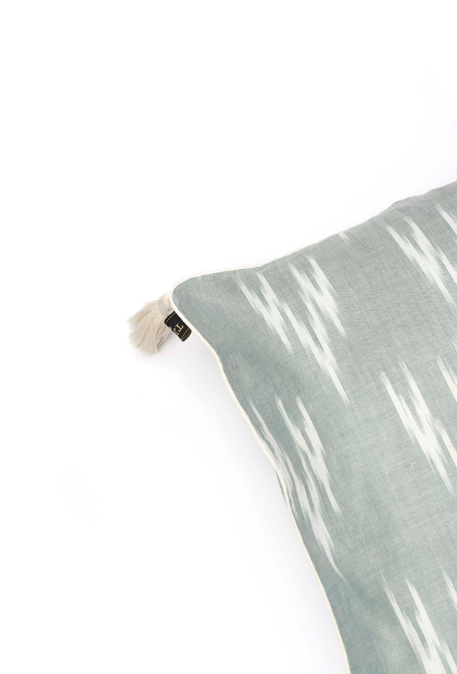 Set of 2: Slate Blue Ikat Cotton Cushion Covers