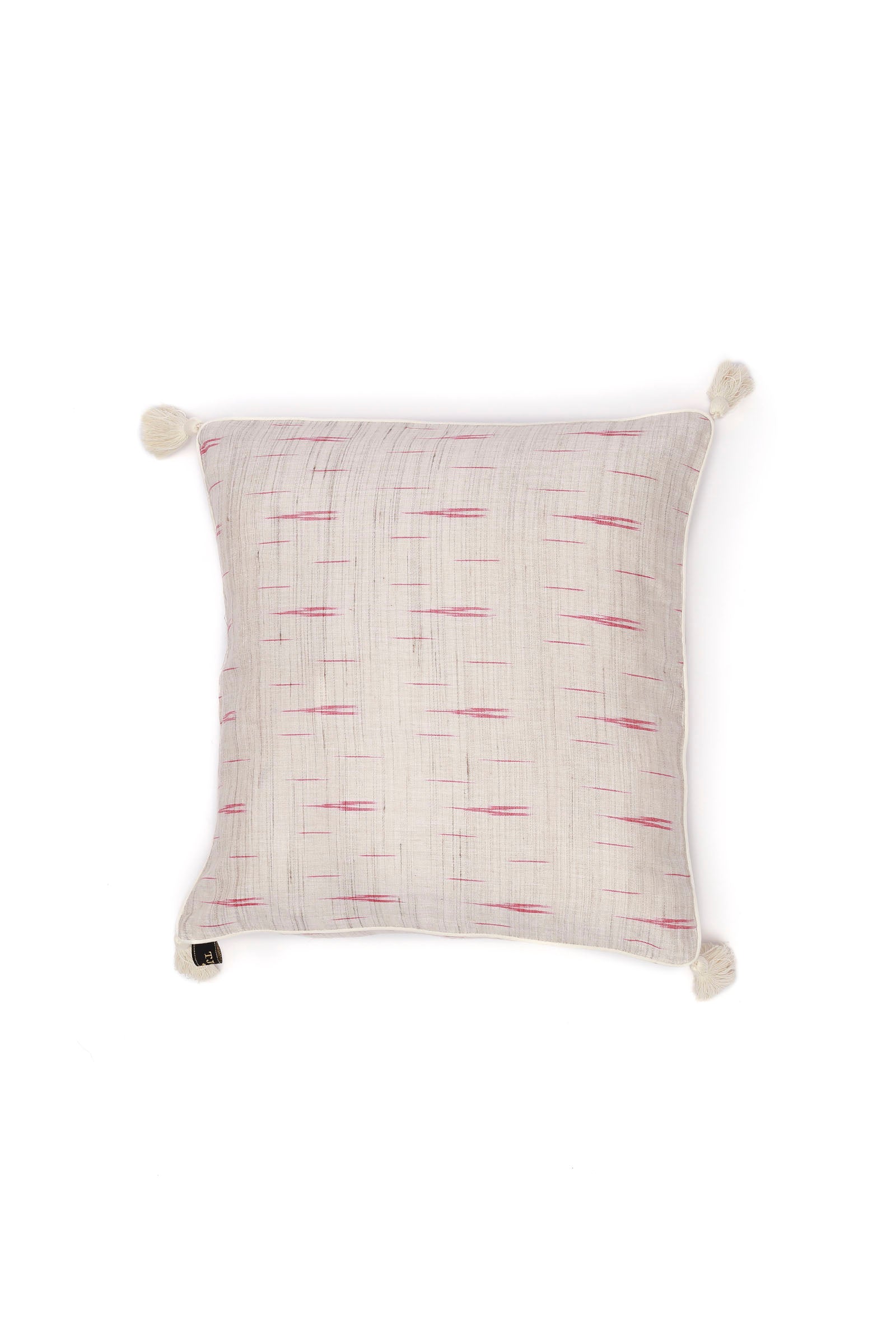 Set of 2: Ivory Beige Ikat Cotton Cushion Covers