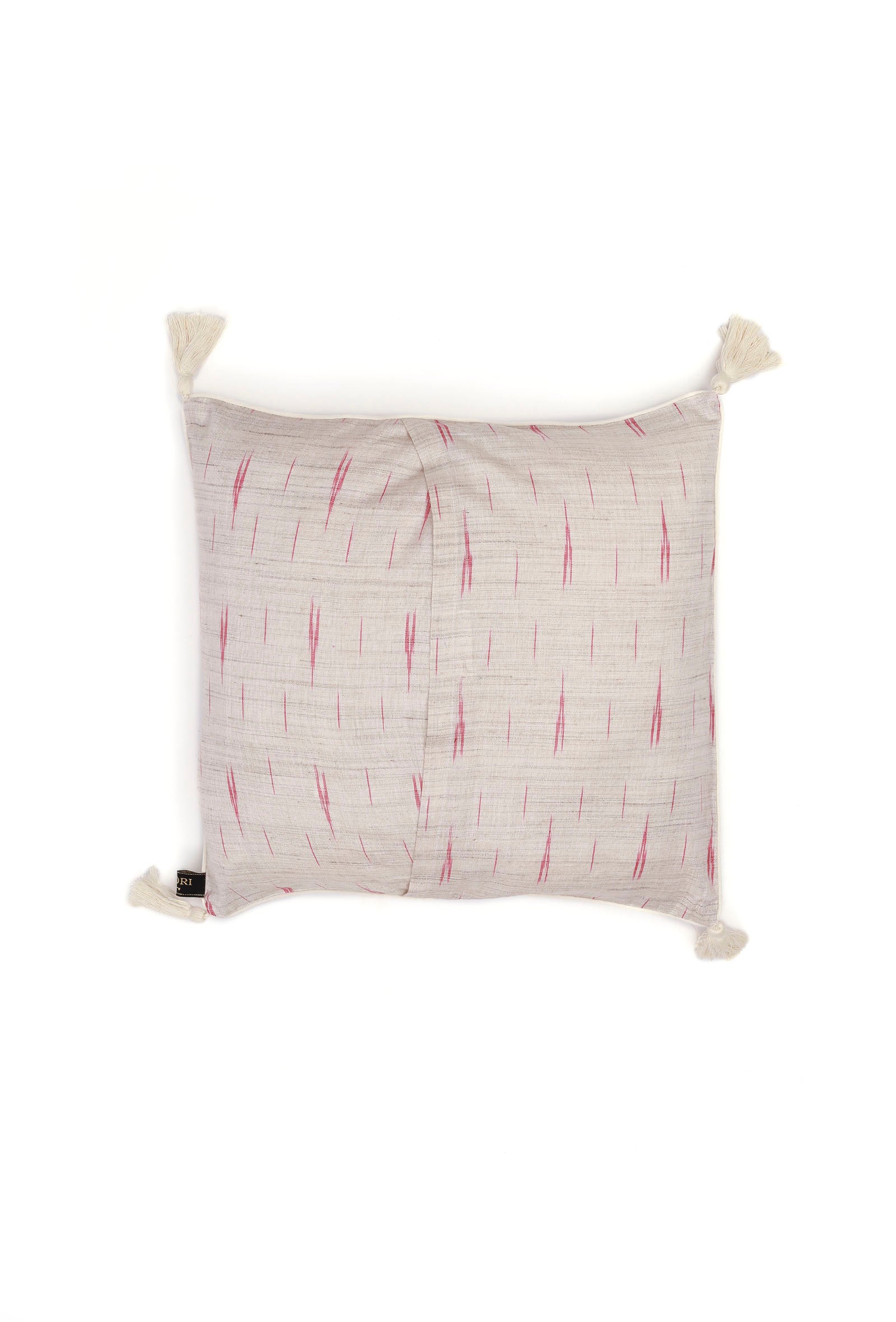 Set of 2: Ivory Beige Ikat Cotton Cushion Covers