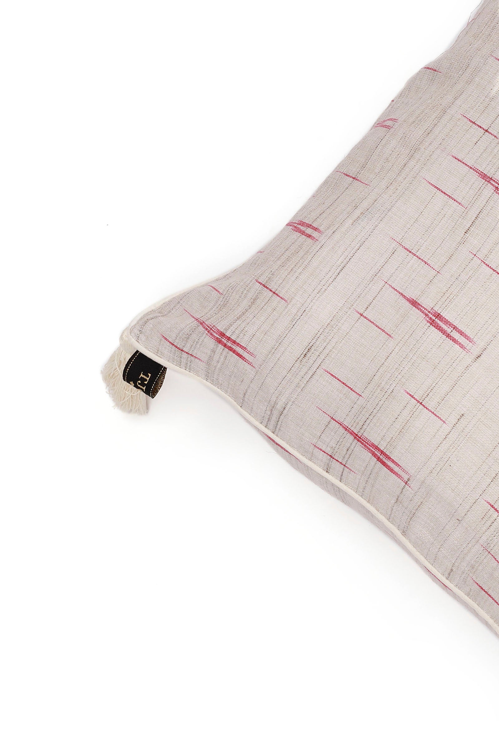 Set of 2: Ivory Beige Ikat Cotton Cushion Covers