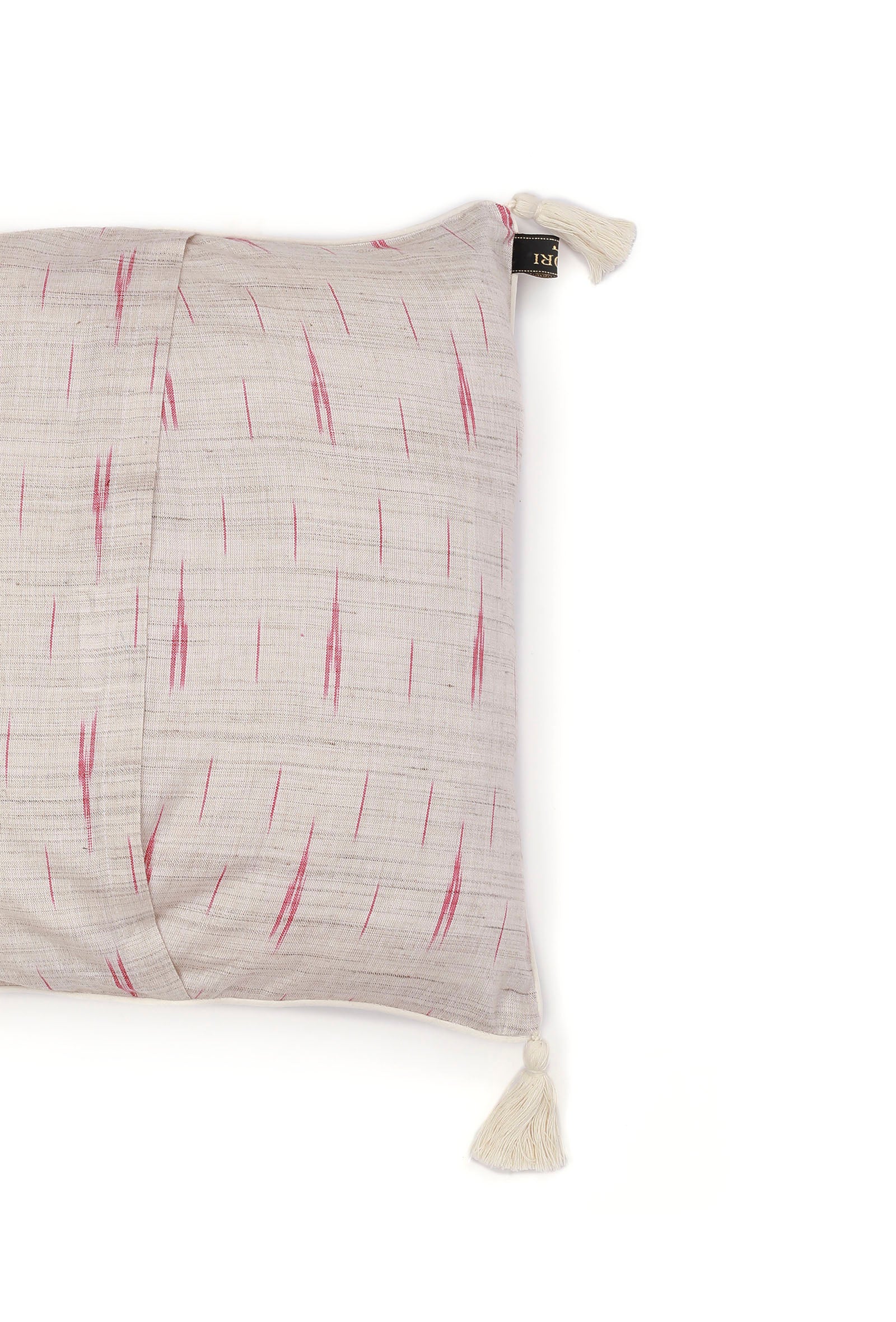 Set of 2: Ivory Beige Ikat Cotton Cushion Covers