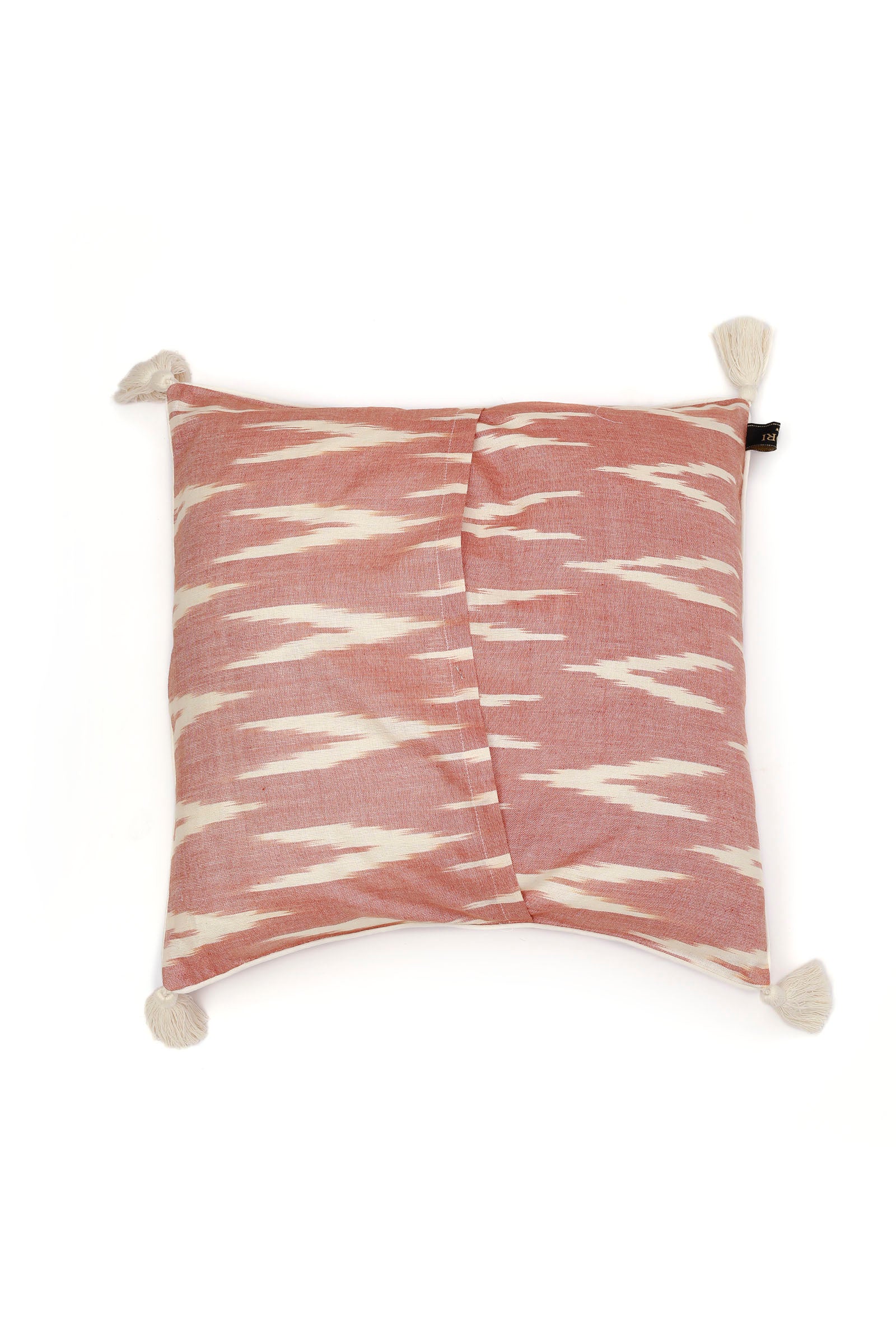 Set of 2: Coral Red Ikat Cotton Cushion Covers