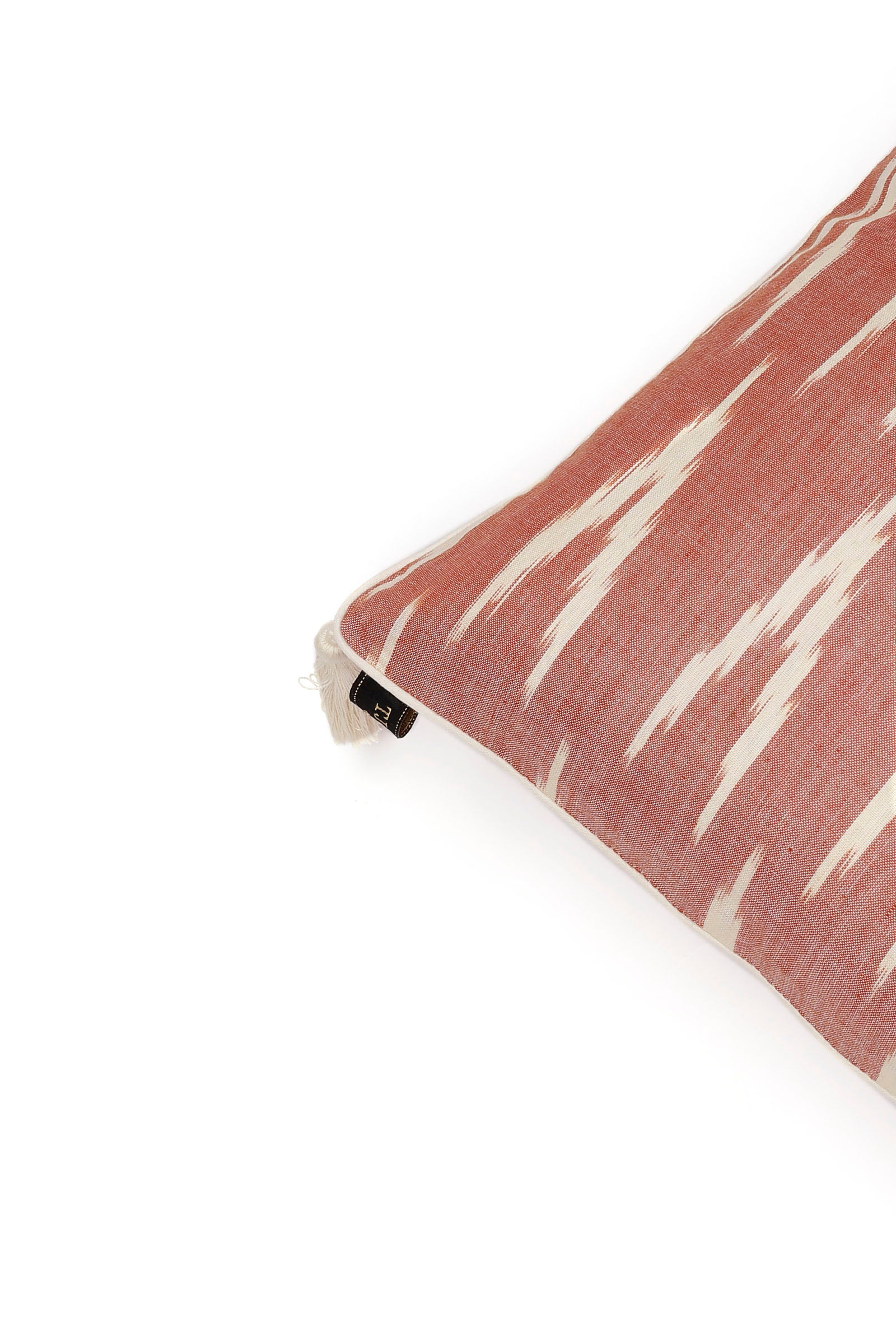 Set of 2: Coral Red Ikat Cotton Cushion Covers