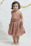 Set of 2: Light Brown Chanderi Blouse with Lehenga