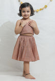 Set of 2: Light Brown Chanderi Blouse with Lehenga