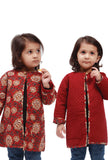 Red Kalamkari Print Quilted Reversible Jacket