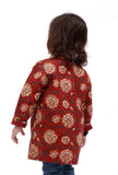 Red Kalamkari Print Quilted Reversible Jacket