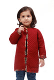 Red Kalamkari Print Quilted Reversible Jacket