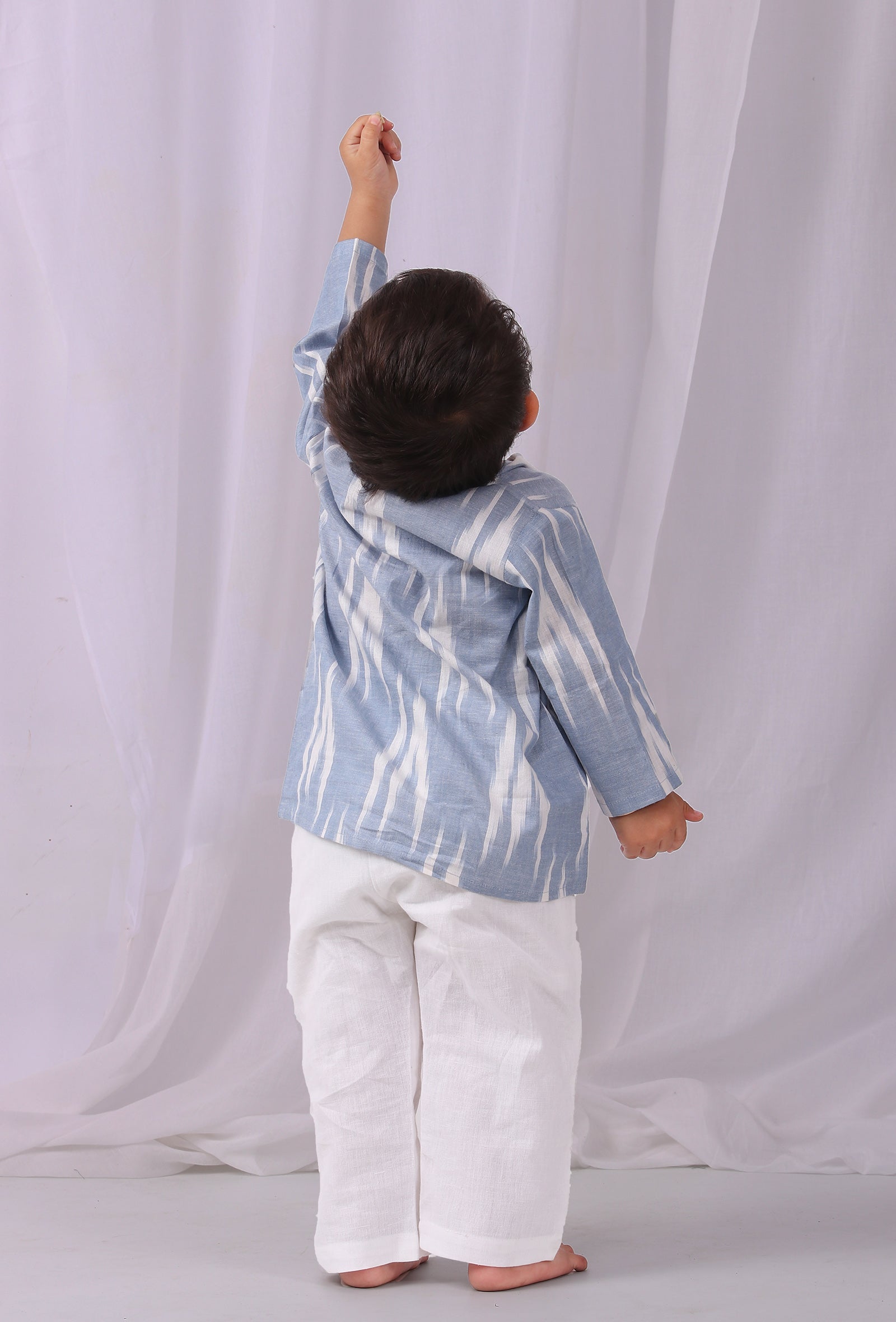 Powder Blue Ikat Full Sleeves Shirt