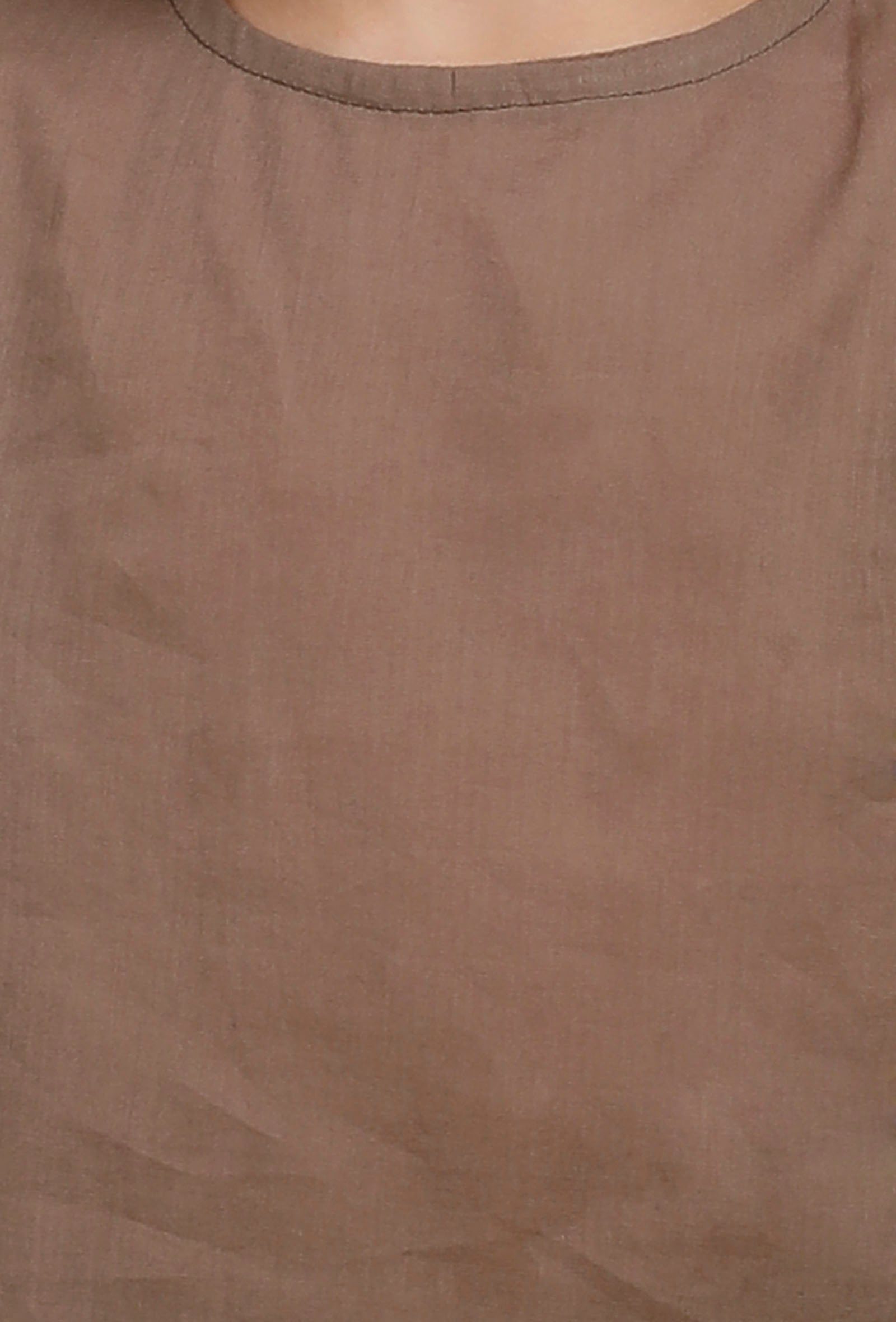 Set Of 2: Light Brown Mul Mul Kurta With Light Brown Mul Mul Pant