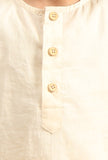 Set Of 3: Ark Off White Cotton Kurta, Pyjama & Indigo Ajrakh Jacket