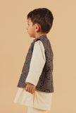 Taha Indigo Ajrakh Print Cotton Nehru Jacket