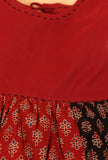 Charvi Black & Madder Red Ajrakh Print Cotton Asymmetrical Dress