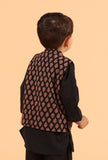 Evan Black Ajrakh Print Cotton Nehru Jacket