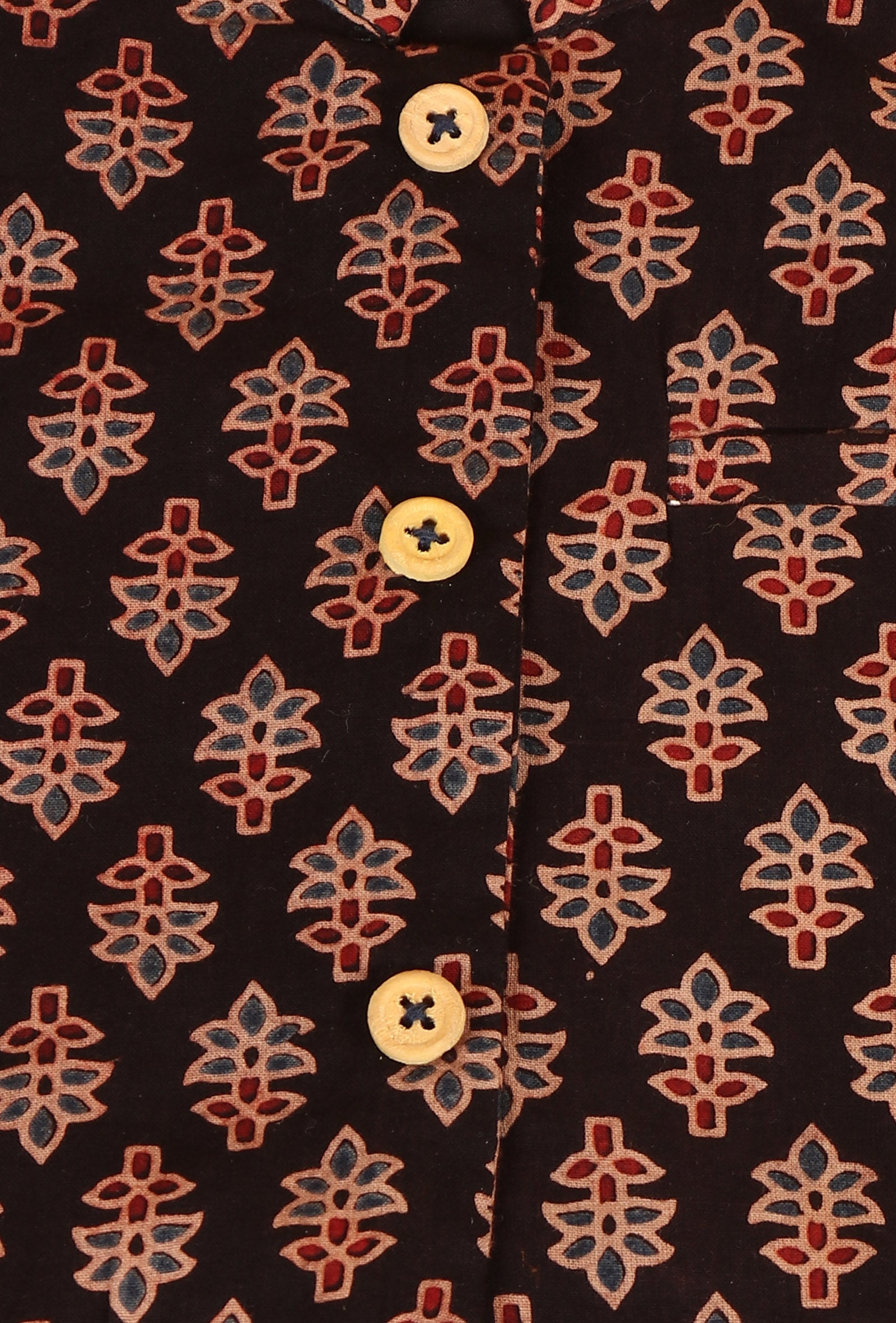 Evan Black Ajrakh Print Cotton Nehru Jacket