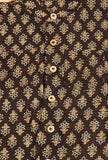 Set Of 3: Moksh Black Cotton Kurta, Pyjama & Ajrakh Print Jacket