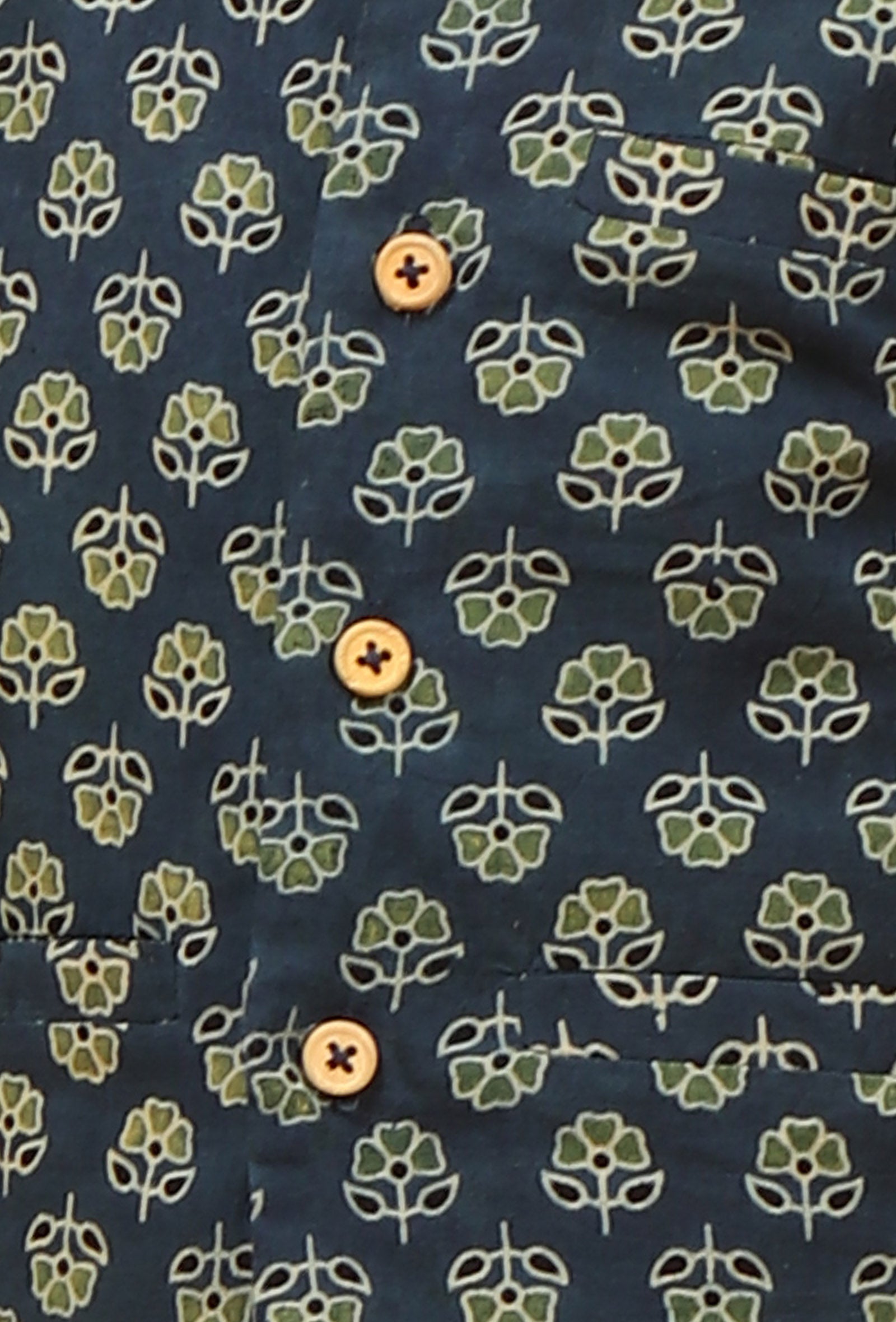 Set Of 3: Taksh Indigo Cotton Kurta, Off White Pyjama & Indigo Print Jacket