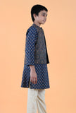 Axel Indigo Ajrakh Print Cotton Nehru Jacket