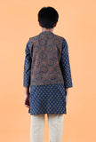 Axel Indigo Ajrakh Print Cotton Nehru Jacket