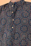 Axel Indigo Ajrakh Print Cotton Nehru Jacket