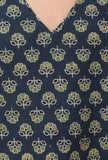 Set Of 2: Indigo Ajrakh Print Cotton Short Kurta & Pant