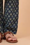 Set Of 2: Indigo Ajrakh Print Cotton Short Kurta & Pant