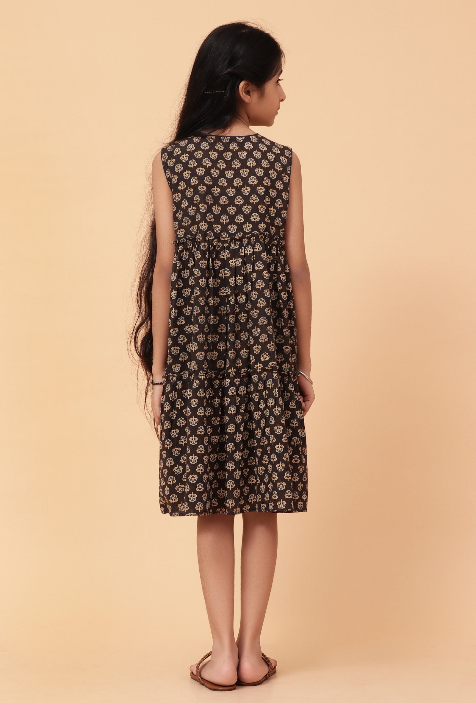 Edie Black Ajrakh Print Cotton Dress