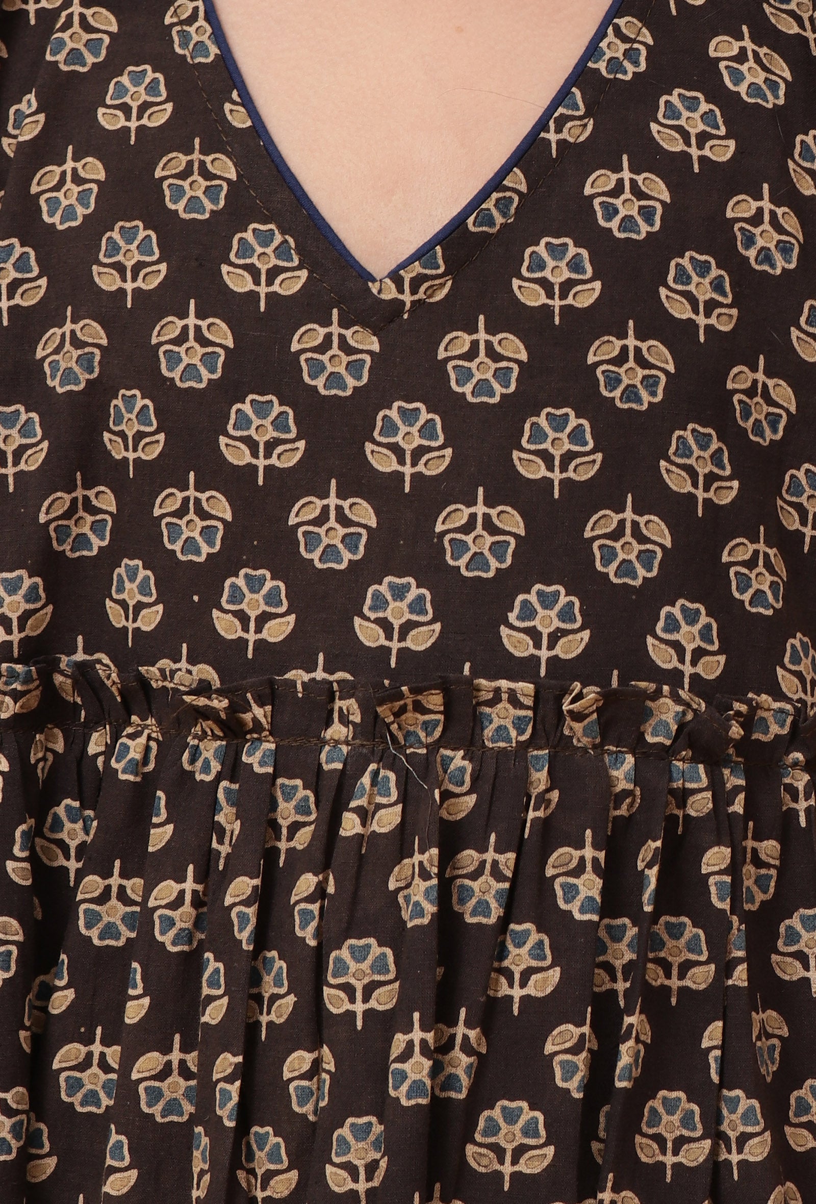 Edie Black Ajrakh Print Cotton Dress